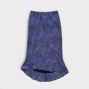 Vintage Y2K Express World Brand Purple Blue Abstract Print Slip Skirt Size Small
